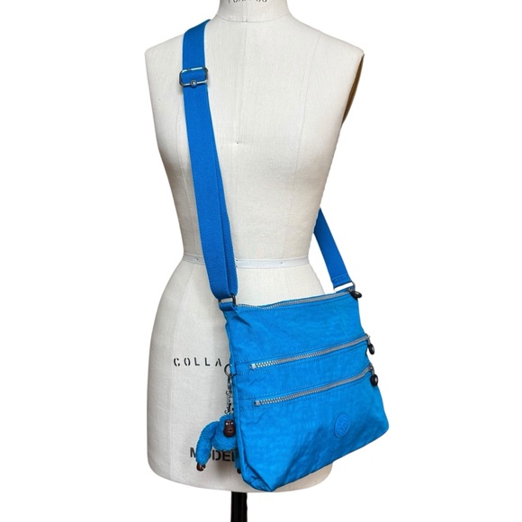 Kipling Alvar Crossbody Bag Purse Havana Blue Monkey 12”x9” Travel Streetwear - Picture 3 of 16